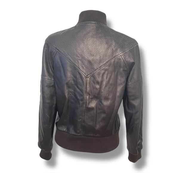 Vintage Adidas Mens Leather Bomber Jacket Black Size 36 - Picture 5 of 8